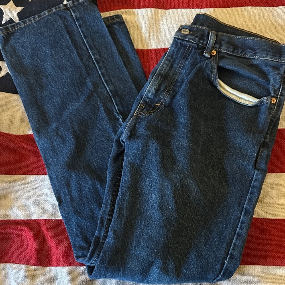 Men's Levi 505 Stright Cut Classic Dark Blue Jeans 34x32